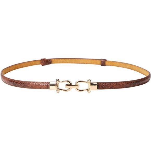 Accessories - Leather Belts 37 Inches with Golden Buckle 2 Pack Brown N